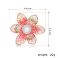 Red Gold Tone Flower Enamel Two Designs Metal Brooch Pin view 2