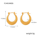 Crescent Metal Hoop Stud Earrings Ribbed Star Honeycomb view 6