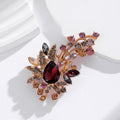 Flower Crystal Metal Brooch Pin 4.2 x 7 cm for Jackets and Lapels view 5