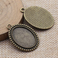 Mixed Finish Metal Oval Pendant Bezel Tray For Jewelry Making view 3