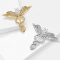 Crystal Caduceus Medical Symbol Brooch in Two Metal Tones view 2