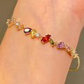 Gold Tone Multicolor Zircon Square Teardrop Bracelet view 4