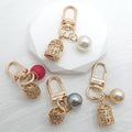 Gold Birdcage Pearl Bead Keychains Lobster Clasp 4 Colors view 2