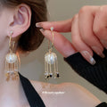 Star Fringe Hoop Earrings in Gold and Silver Tone Options view 4