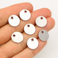 Stainless Steel Double Disc Pendants with Star Cutout Links view 3