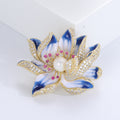 Gradient Enamel Lotus Brooch with Pearl Center Clothing Pin view 7