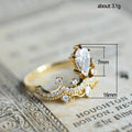 Gold Crown Style Ring Pear Clear Center Stone Accents view 5