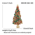 Red and Green Crystal Christmas Tree Brooch With Gold Tone Star view 6