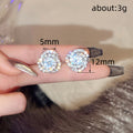 Silver Tone Blue Iridescent Flower Cluster Stud Earrings view 5