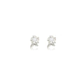 Silver Tone Leaf Pearl Look Floral Small Stud Earrings view 5