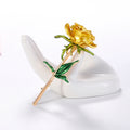 Red Green Rose Enamel Two Designs Metal Brooch Pin view 3