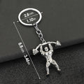 Metal Weightlifter Figure Keychain with Barbell Charm and Key Ring view 3