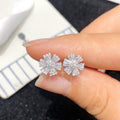 Silver Mini Snowflake Cubic Zirconia Stud Earrings Alloy view 2