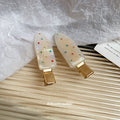 Brown Teardrop Hair Clip With Multicolor Crystals And Gallery White view 4