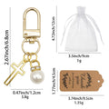 Gold Open Cross Pearl Rhinestone Lobster Clasp Charm view 2