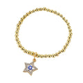 Gold Tone Beaded Crystal Evil Eye Flower Star and Cross Bracelets view 5