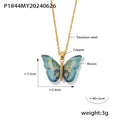 Resin Butterfly Pendant Necklace With Gold Tone Chain view 12