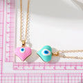 Gold Tone Heart Resin Evil Eye Pendant Necklaces in Seven Colors view 5