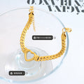 Open Heart Curb Chain Bracelet Gold or Steel Finish view 2