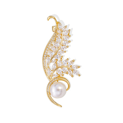 Front view of the silver wing metal brooch