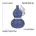 Blue Crystal Gourd Brooch with Silver Tone Swirl Handle view 11
