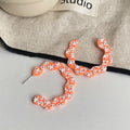 Patterned Halloween Open C Hoop Earrings in Six Colors view 7