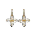 Two Tone Floral Crystal Hoop Earrings in Polished Statement Design view 5