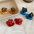 Flower and Double Disc Cluster Stud Earrings Statement Fashion Jewelry view 3