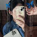 Blue Embroidered Butterfly Duckbill Hair Clip Gold Tassels view 1