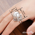 Silver Tone Pearl Look Bow Clear Stone Ring Sizes 6-10 view 4