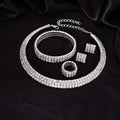 One to Five Row Four Piece Clear Look Jewelry Sets view 4
