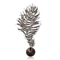 Silver Rhinestone Feather Brooch Crystal Drop Two Colors view 2