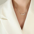 Five Faux Pearl Bar Necklace Gold Steel Thin Chain Collar Style view 7
