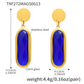 Gold Disc Stud Oval Czech Glass Drop Earrings Six Colors view 8
