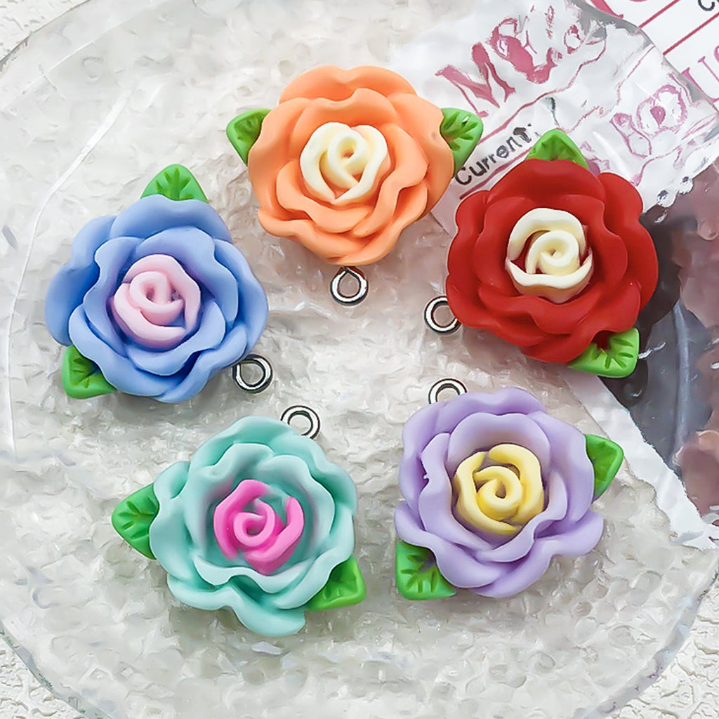 Resin 3D Camellia Flower charm pendant for DIY bag charm necklace keychain making