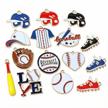 Enamel Baseball Charms in Fifteen Sport and Letter Designs