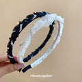 Mesh Tulle Rhinestone Twist Pearl Padded Hair Headband view 2