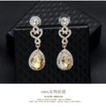 Silver Tone Crystal Teardrop Halo Crystal Two Designs Metal Dangle Earrings view 4
