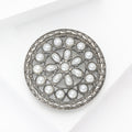 Round Pearl Lattice Brooch in an Antique Silver Tone view 2