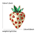 Gold Tone Strawberry Brooch with Red Stones and Green Leaves view 6