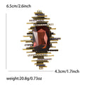 Geometric Bar Brooch with Large Rectangular Crystal in Four Colors view 7
