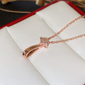 Rose Gold Tone Shooting Star Clear Stone Pendant Necklace view 3