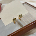 Gold Tone Flower And Pearl Cluster Stud Earrings Fashion Jewelry view 6