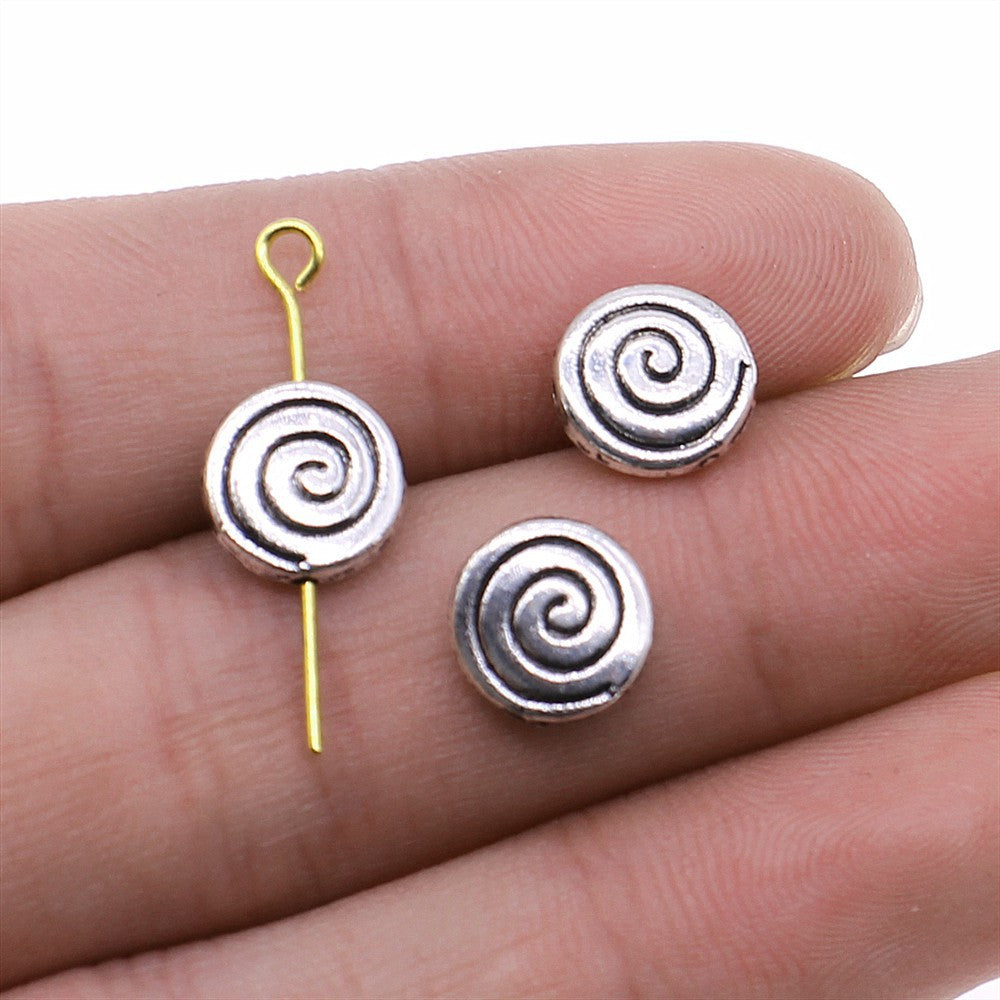 10mm 1g Antique Silver Zinc Alloy Round Large Hole Loose Metal Beads for Bracelet Making
