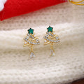 Green Star Clear Look Christmas Tree Teardrop Stud Earrings view 4