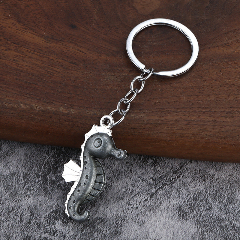 Cute Seahorse Metal Keychain Ocean Animal Charm for Bags and Car Keys