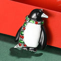 Penguin With Jeweled Scarf Brooch in Black White for Jackets and Scarves view 4