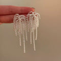 Gold And Silver Crystal Chain Fringe Stud Earrings view 6