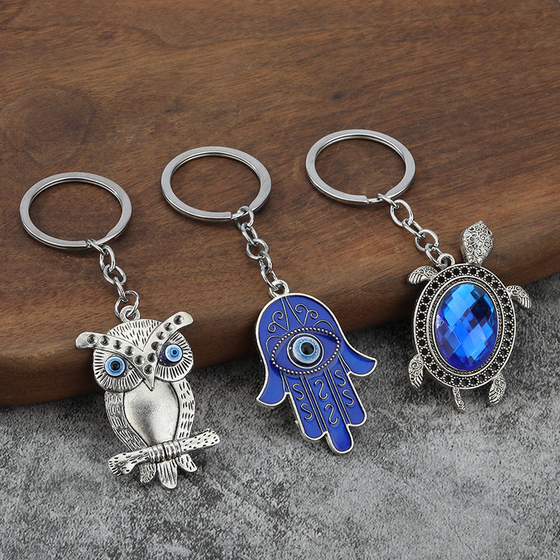 Vintage Rhinestone Animal and Hamsa Keychain Charms for Bags