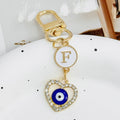 Rhinestone Evil Eye Heart Initial Letter Alloy Keychain view 8